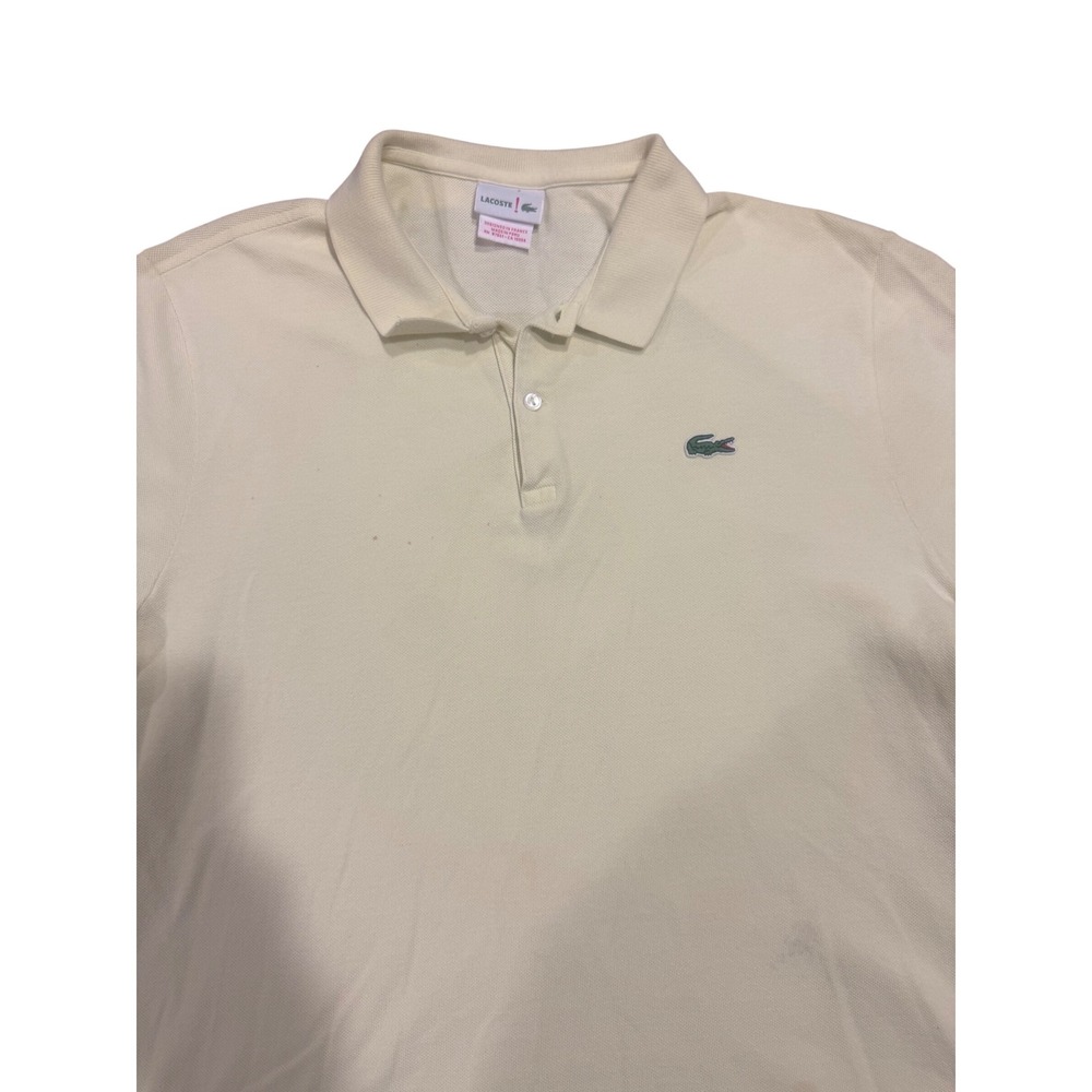Lacoste Mens Cream Cotton Pique Short Sleeve Polo Shirt Size 7 6191L‎